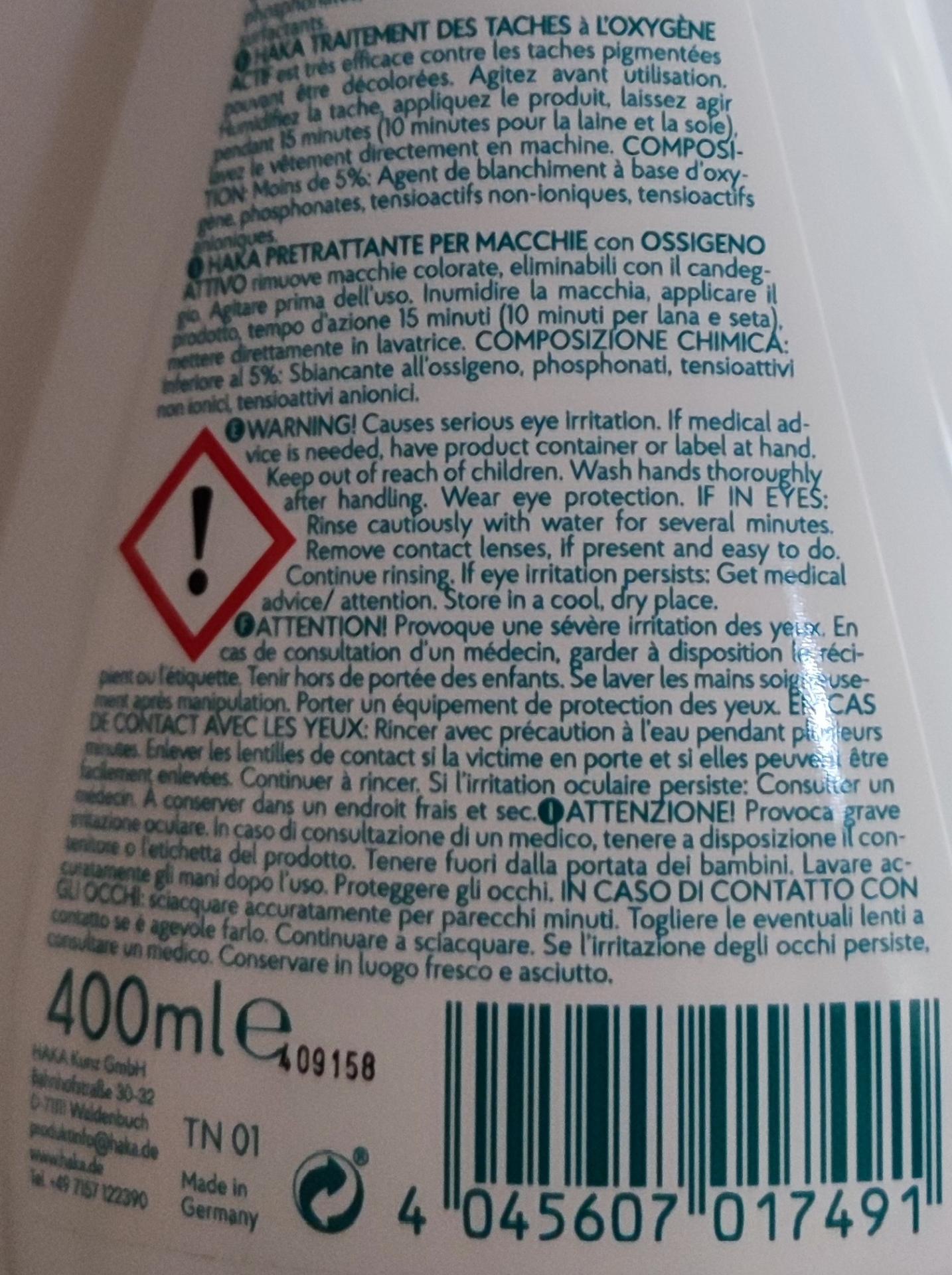 Composants detachant oxygene 2022